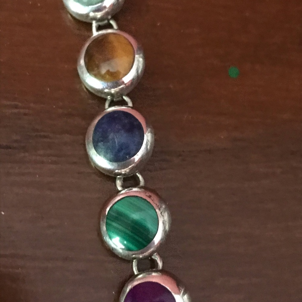 Silver and stone bracelet.